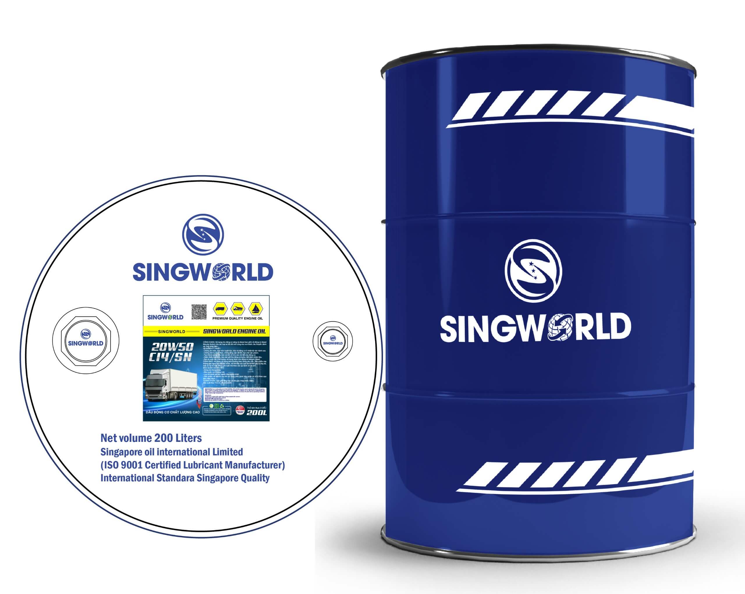 SINGWORLD ENGINE OIL 20W50 CI4 SN 200L-1